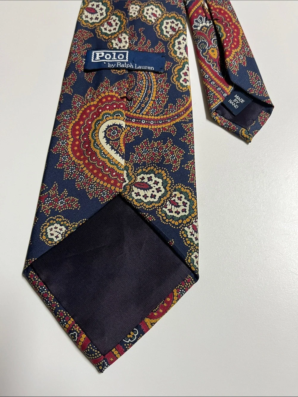 Polo Ralph Lauren vintage silk Paisley tie, red navy gold
